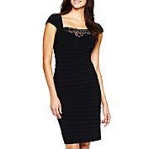 LILIANA Black Shutter-Pleat Cocktail Dress Sz 4